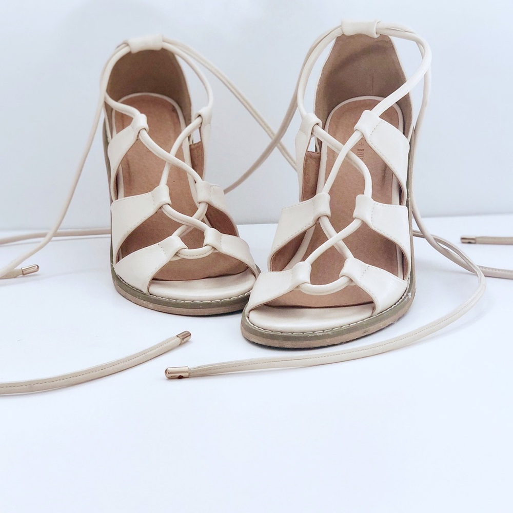 silence + noise gladiator beige heels